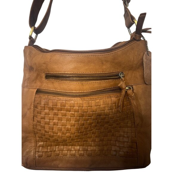 Great American Leather Works Tan Leather Shoulder Bag Crossbody Purse Adjustable - Picture 2 of 14